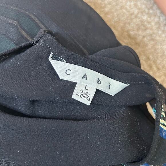 Cabi Buchanan mixed print top blouse tank black lightweight keyhole back SZ LG - Picture 5 of 8